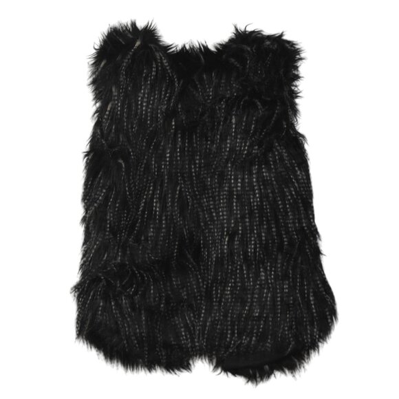 Ella Moss Peyton Faux Fur Vest Girls Size 12 Black Cream - Picture 2 of 4